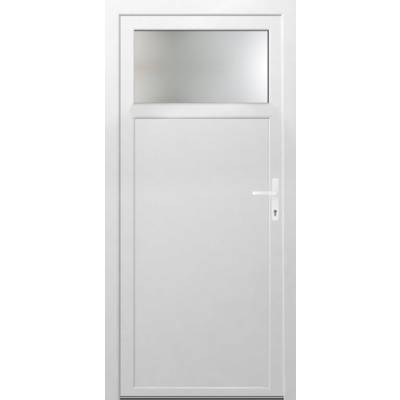 Porte de service PVC VALETTE blanc 1/4 vitrée droit poussant - Gedimat - EUROPEN