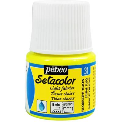 Flacon 45ml Peinture Setacolor pour tissus clairs JAUNE FLUO - PÉBÉO
