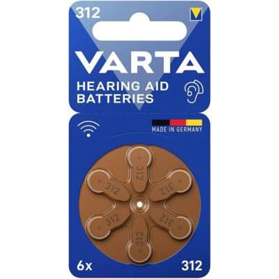 Pack 6 Pile bouton pour Appareil auditif Hearing Aid N° 312 - VARTA
