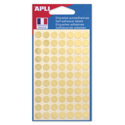 Etui de 308 pastilles Gommettes Rondes Diam 8,5 mm Or - Apli-Agipa