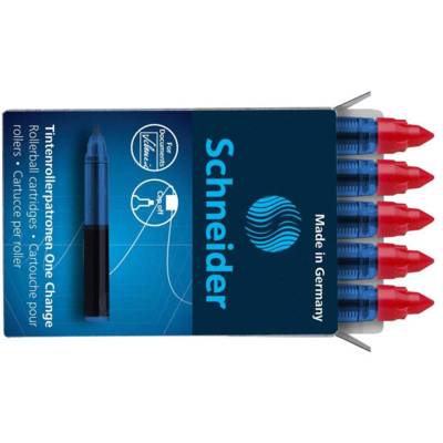 Cartouche roller One Change rouge Boîte 5 pièces - SCHNEIDER