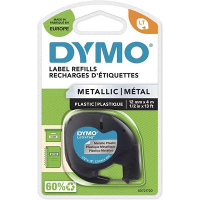 Cassette Ruban LetraTag Métallic 12 mm x 4 m Noir sur Argent - DYMO