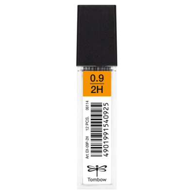 Etui de 12 Mine pour porte-mine pointe calibrée 0,9 mm dureté 2H - TOMBOW