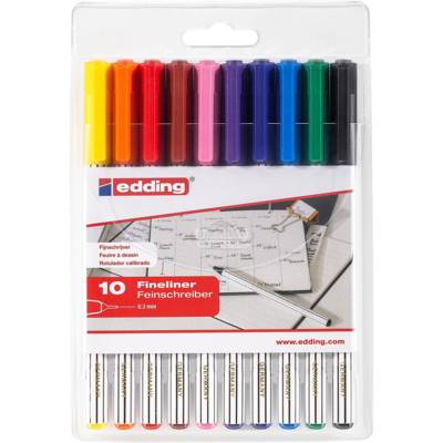 Feutre fin 89 Etui de 10 Assorti 0,3 mm - EDDING