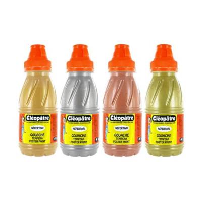 Lot de 4 flacons en 250 ml de Gouache Néfertari Métallique: Or, Argent, Cuivre, Bronze