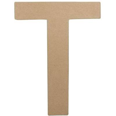 Support en papier brun mâché 5x22x30 cm, Lettre fantaisie T - DÉCOPATCH