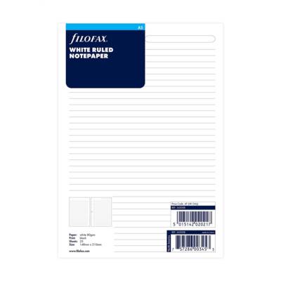 Recharge format A5 feuilles de notes lignées Blanc - FILOFAX