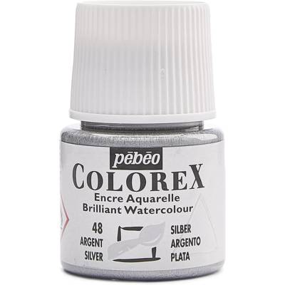 Flacon 45ml Encre COLOREX Aquarelle ARGENT N?48 - PÉBÉO