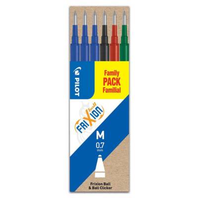 Set de 6 Recharges FRIXION BALL BLS-FR7 (3 Bleu + 1 Noir + 1 Rouge + 1 Vert) - PILOT