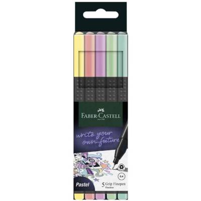 Feutre pointe fine GRIP FINEPEN, étui de 5 - FABER-CASTELL