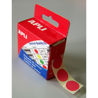 Boite Distributrice 150 étiquettes Gommettes de signalisation Rondes 15 mm Rose - Apli-Agipa