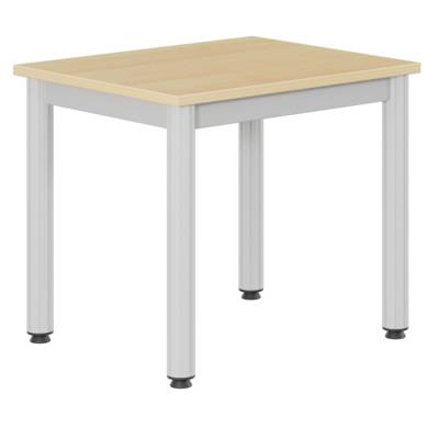 Table CARÉLIE plateau ép.19 mm mélaminé chant ABS piètement époxy - 60x50 cm - T2 - Hêtre miel/Gris alu 9006 - MOBIDECOR