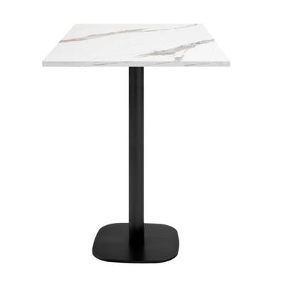 Mange-debout pied noir 60x60cm marbre blanc - intérieur - RestooTab