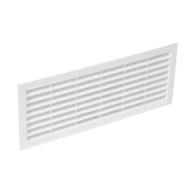 Grille d'aération rectangulaire intérieure et extérieure blanche, à visser ou à coller, dimensions extérieures h. 120 x l. 299 mm, avec moustiquaire, section passage d'air 150 cm² - Gedimat - NICOLL