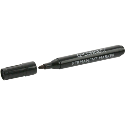 Marqueur permanent pointe ogive tracé 3mm résistante corps plastique noir - Q-connect