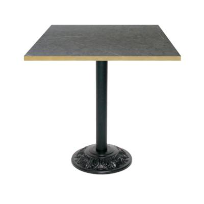 Table pied noir 70x70cm marquina chants laiton - intérieur - RestooTab