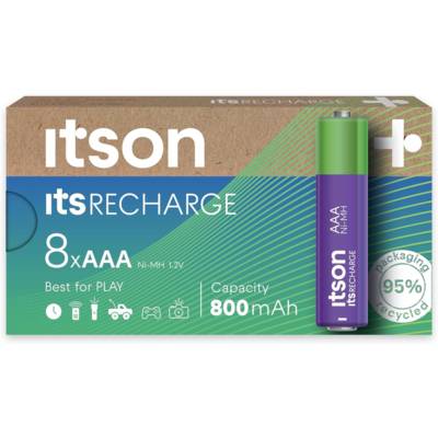 Boîte de 8 piles rechargeables AAA Pro NiMH prêtes à l'emploi, 800 mAh - ITSON