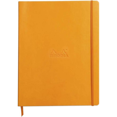 RHODIARAMA carnet souple ORANGE A5 ligné 160p pap ivoire Clf 90g ferm. élast.