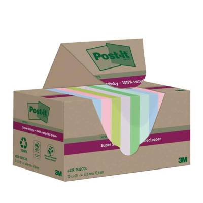 Super Sticky Recycling Notes, 47,6 x 47,6 mm, coloré - Post-it