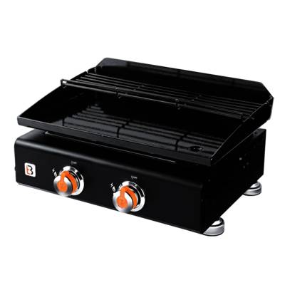 Plancha à gaz 2 feux SILVIA II noir - 57,5x45x26,5 cm - Gedimat - BRASERO