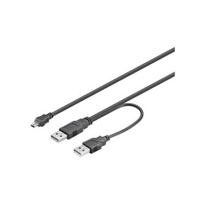 Câble USB Dual Power 2 fiches USB-A / Fiche mini USB-B 5 broches, 0,6m, Noir - GOOBAY