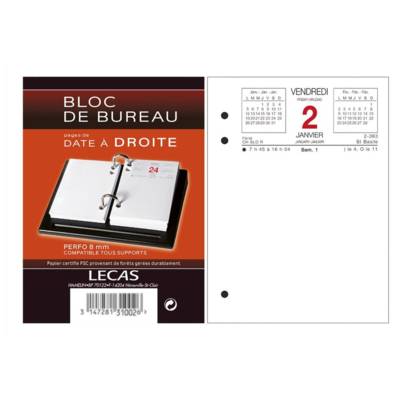 Recharge Bloc éphéméride Date à Droite 8,5 x 11,5 cm