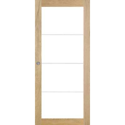 Porte coulissante pleine BORA chêne rustique ultra mat brossé - 204 x 83 cm - Gedimat - ROZIERE