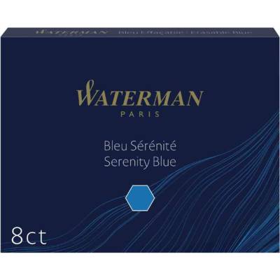 Pack de 8 cartouches d'encre longues effaçable Bleu serenity - WATERMAN