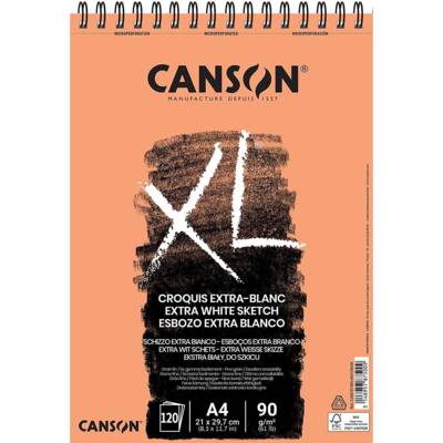 Bloc Dessin Spiralé XL Extra White A4 - 90 g - 120 feuilles - CANSON