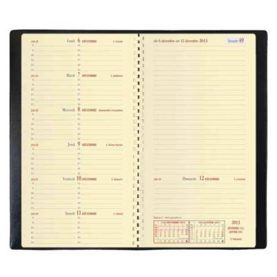 Agenda Italnote Spirale Couv Plast Grainée noir 8,8 x 17 cm - QUO VADIS