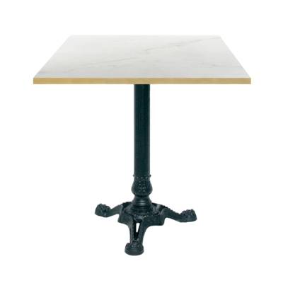 Table pied noir 70x70cm marbre paros chants laiton - intérieur - RestooTab