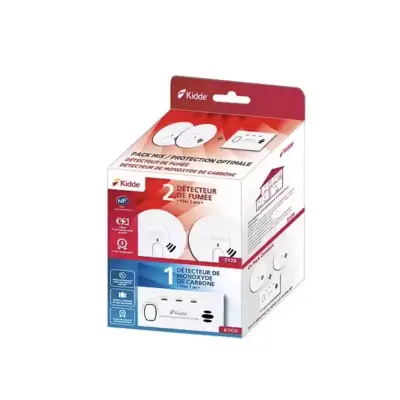 Pack 2 détecteurs de fumée + monoxyde de carbone 5 ans - KIDDE - DF2CO1FR - Maxoutil