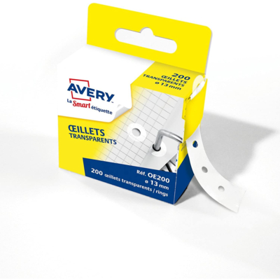 Boîte distributrice de 200 Oillets Transparents Ø13 mm - Avery