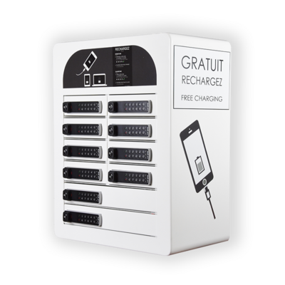 Borne de recharge murale 10 casiers (8 smartphones/tablettes + 2 ordinateurs) Intégral 10 - ChargeBox France