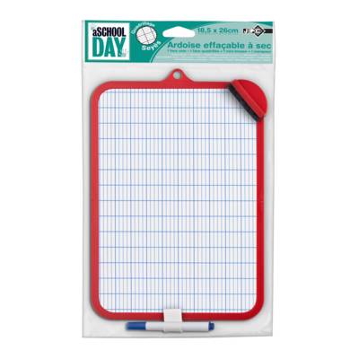Ardoise effaçable à sec 18,5 x 26 cm blanche + 1 marqueur + 1 mini brosse - WONDAY