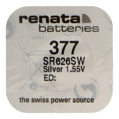 Pile bouton Silver Oxyde 377 / SR626 SW 0% mercure - RENATA