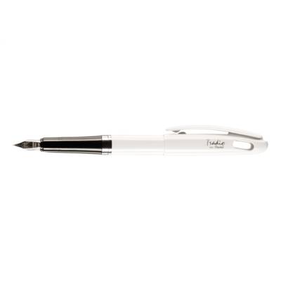 Stylo plume Pentel Tradio Vernis Pointe moyenne Blanc Encre Bleue