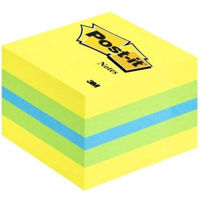 Mini bloc cube 400 feuilles Repositionnables 5,1 x 5,1 cm Citron + bleu et vert - Post-it