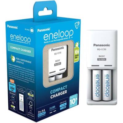 Eneloop Chargeur Compact Charger BW-CC50 avec 2xAA 2000 mAh - PANASONIC