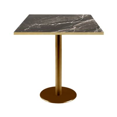 Table pied Doré 70x70cm marbre royal chants laiton - intérieur - RestooTab