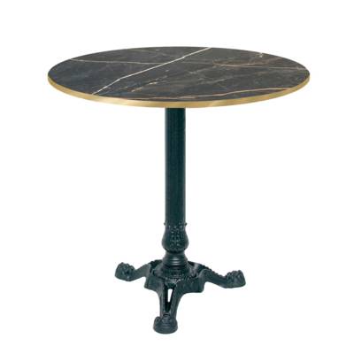 Table pied noir Ø70cm marbre samas chants laiton - intérieur - RestooTab