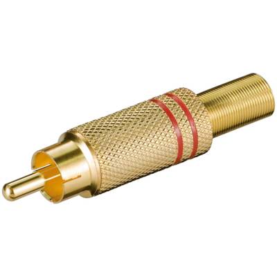 Connecteur Cinch RCA, Doré avec Protection Anti-Torsion, Rouge - GOOBAY