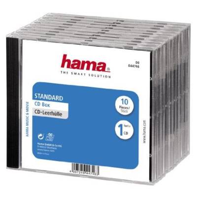Lot de 10 Boîtiers CD standard Transparent/Noir - HAMA
