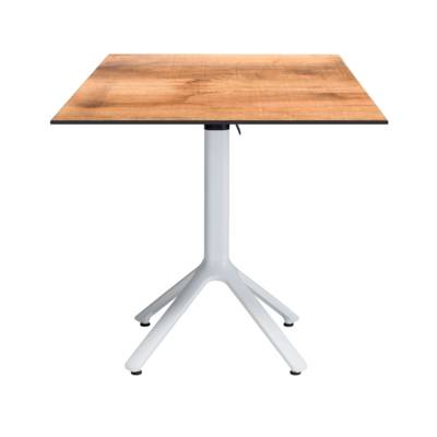 Table rabattable pied blanc 70x70cm tanin clair - terrasse - RestooTab