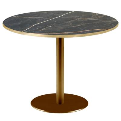 Table pied Doré Ø120cm marbre samas chants laiton - intérieur - RestooTab