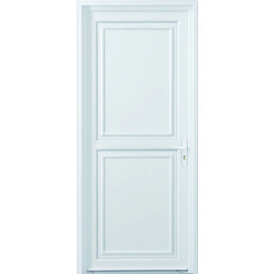 Porte d'entrée PVC MYKONOS blanc dormant 60 mm avec tapées pour isolation 160 mm - 215 x 90 cm - Gedimat - GIMM MENUISERIES