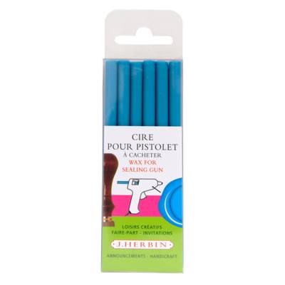 6 Batons de cire pour pistolet - Turquoise - HERBIN