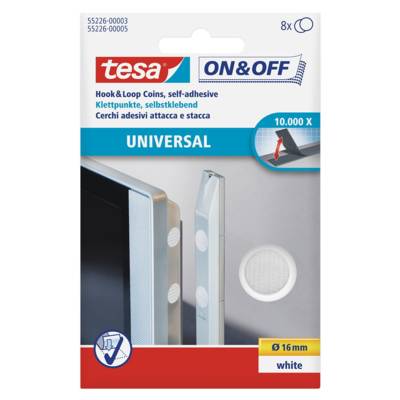 Etui de 8 pastilles scratch adhésives Diam 16 mm Blanc - TESA