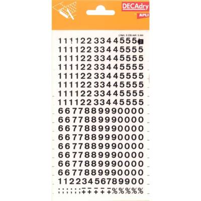 Chiffres Transferts (1 Feuille) DD7F 6 mm Noir - APLI-AGIPA