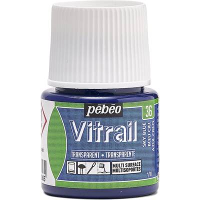 Flacon 45ml peinture VITRAIL transparent BLEU CIEL - PÉBÉO
